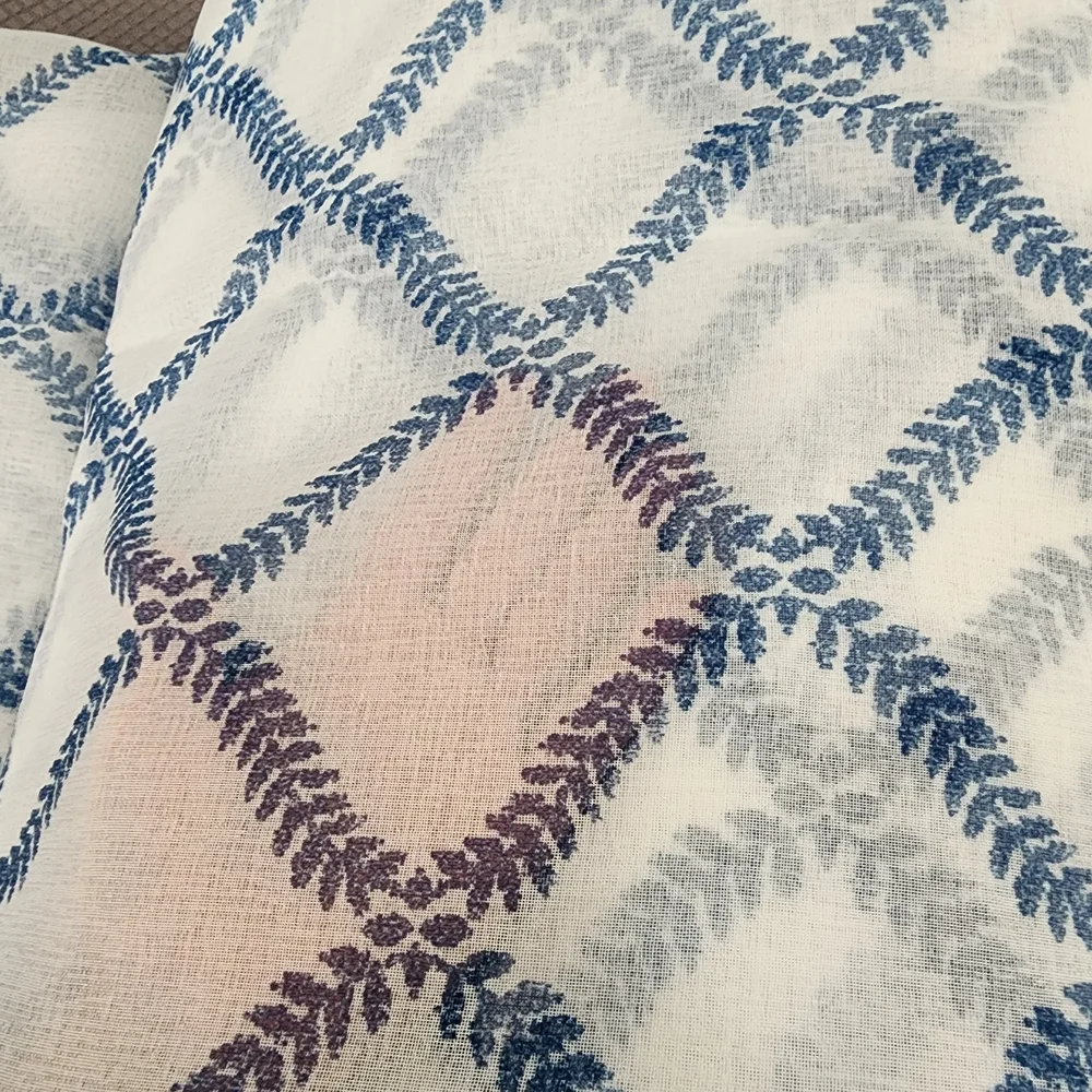Blue Textured Sheer Curtains